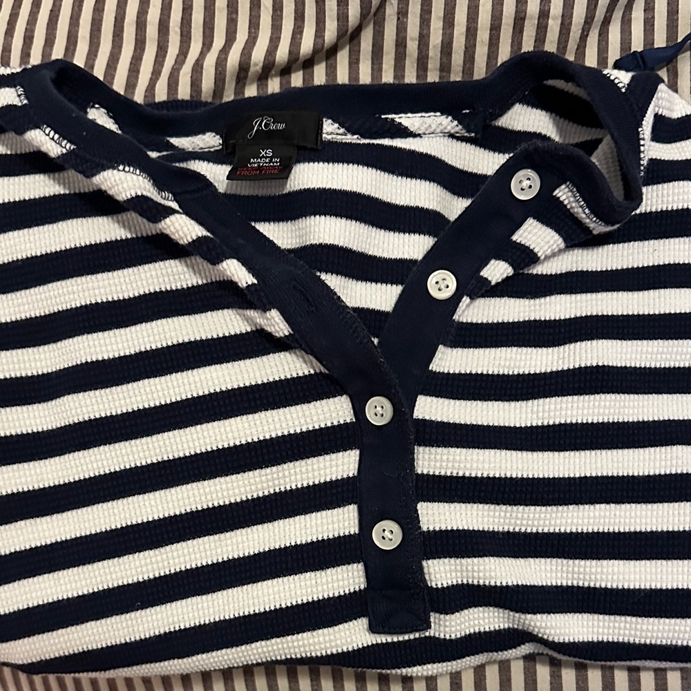 J. Crew Navy and White Striped Women Pajama Set - Picture 2 of 3